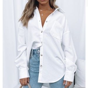 White fox boutique out and about cord long sleeve shirt